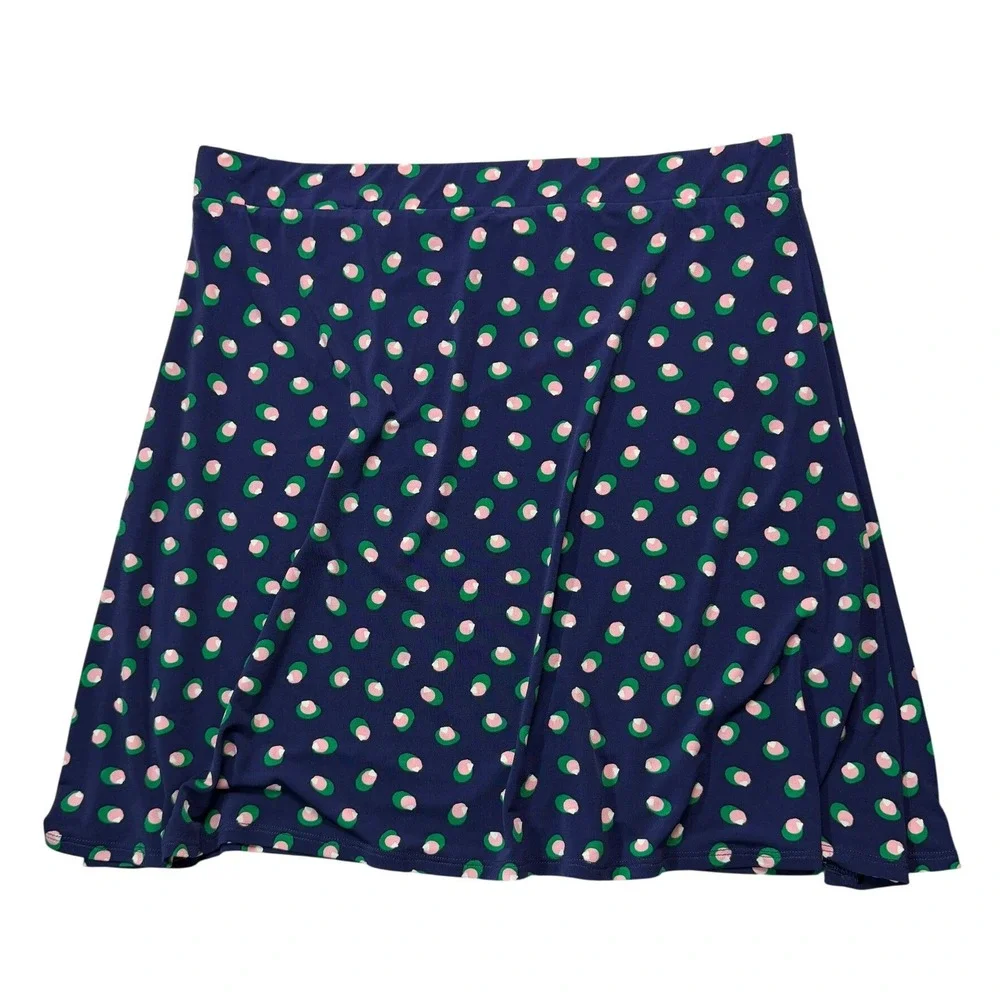 Leota Skirt Women XL‎ Blue Pink Green Polka Dot A-Line Stretch Casual Active